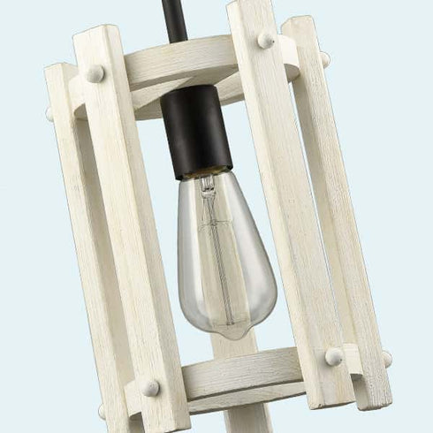 Modern Farmhouse Wood Pendant Light Fixture Black Finish
